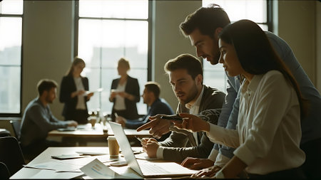 Group of business people working together in modern office. Teamwork conceptの素材