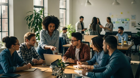 Group of multiethnic business people working together in the office.の素材