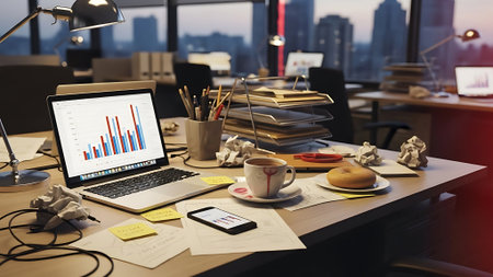 Laptop on a desk in a modern office. 3d renderingの素材
