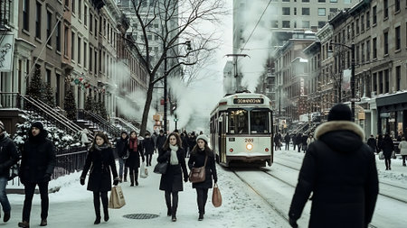 New York City street scene. New York is the most populous city in the United Statesの素材