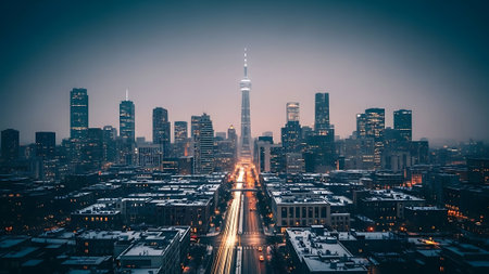 skyline of shanghai at night with light trails,Chinaの素材