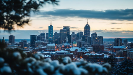 Boston Skyline in Winter, Massachusetts, United States of America.の素材