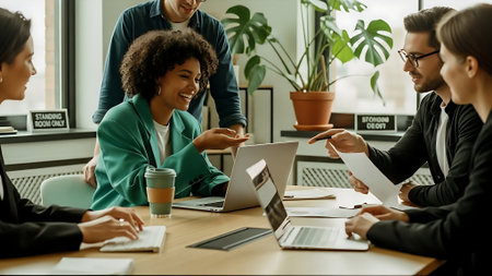 Group of business people working together in the office. Business concept.の素材