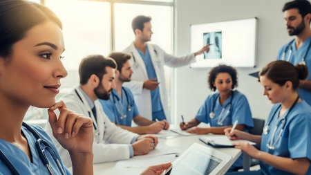 Group of doctors working together in hospital. Medical and healthcare concept.の素材