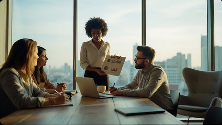 Group of multiethnic business people discussing business plan  in the officeの素材