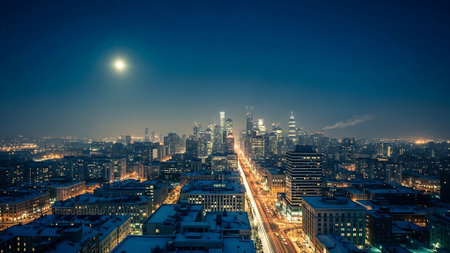 Night view of the city of Kiev, Ukraine. Panoramic image.の素材