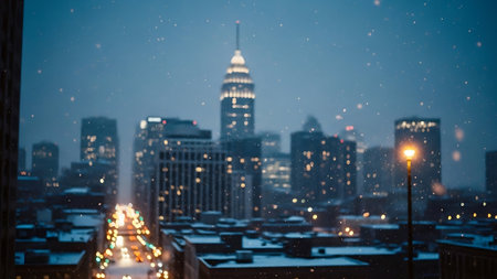 Night view of New York City, USA. Bokeh effectの素材