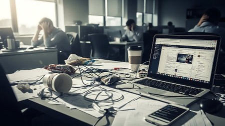 Business people working in an office. People using gadgets and devices.の素材