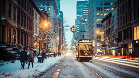 Cable car in downtown San Francisco.の素材