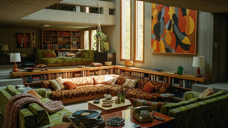 Interior of a modern living room with a set of sofasの素材