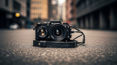 A closeup shot of a vintage camera in Milan.の素材