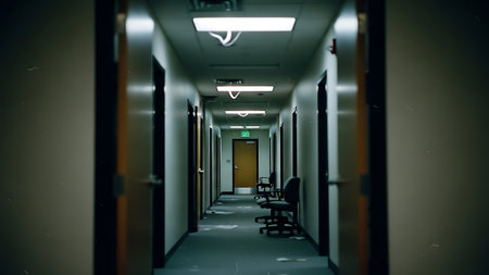 Modern corridor in a hospital. Corridor in the hospital. Interior of a hospital corridorの素材