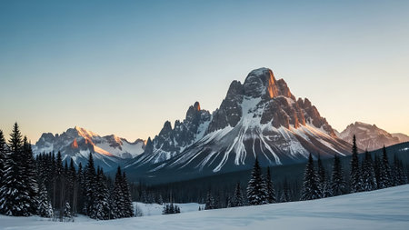 Sunset in Dolomites mountains, Italy. Panoramic viewの素材