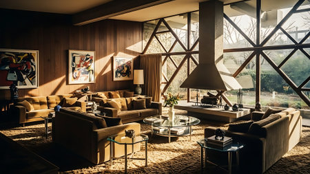 Interior of a hotel room with sofas and coffee tablesの素材