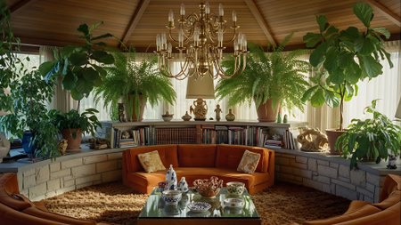 Interior of a living room with a sofa and a coffee tableの素材