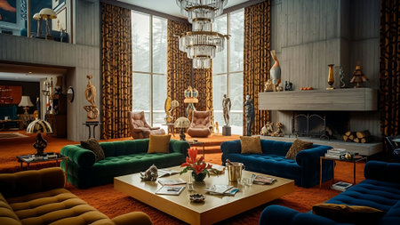 Interior of a living room in a luxury villa. 3d renderingの素材