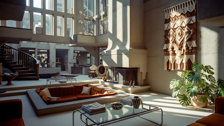 Interior of modern living room, 3d rendering. Computer digital drawing.の素材