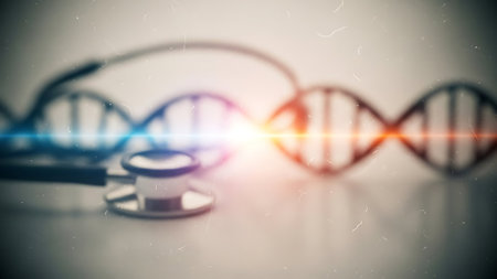 Stethoscope and dna on white background. 3d renderingの素材