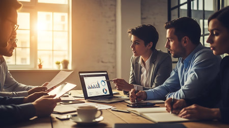 Group of business people working together in a modern office. Teamwork concept.の素材