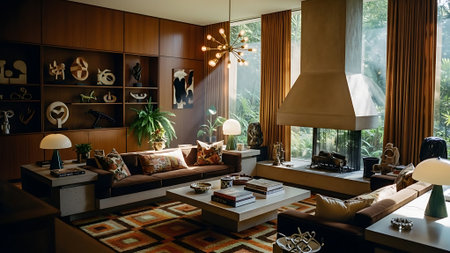 Interior of a modern living room with a sofa and armchairsの素材