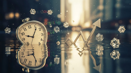 Time is money concept with clock and arrow. 3D Renderingの素材