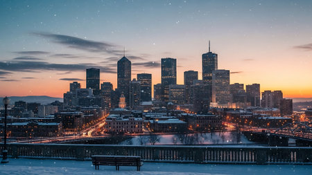 Boston Skyline at Winter, Massachusetts, United States of America.の素材
