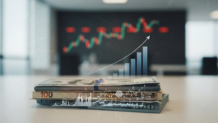 Stock market or forex trading graph and candlestick chart suitable for financial investment concept.の素材