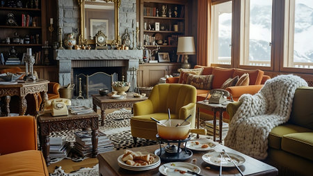 Luxury interior of the living room in a classic style.の素材