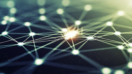 Abstract technology background with connecting dots and lines. Network concept. 3d renderingの素材