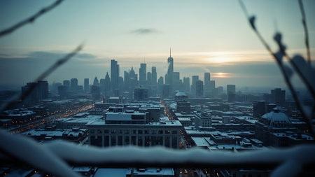 Aerial view of the city of Chicago, Illinois, USA.の素材