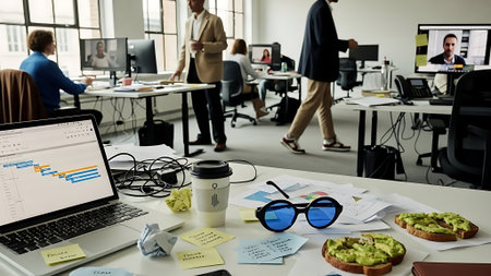 Business Team Brainstorming Meeting Planning Concept. Modern Office Workplaceの素材