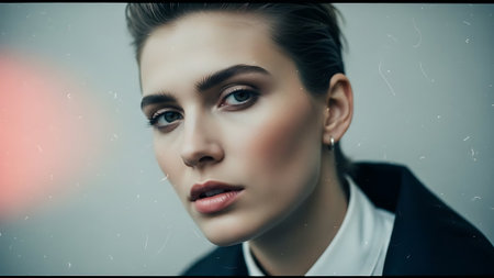 Portrait of a beautiful young woman. Beauty, fashion. Optics.の素材