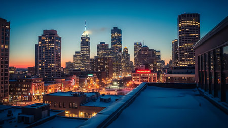 Boston Skyline at Winter, Massachusetts, United States of America.の素材