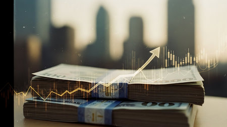 Stock market or forex trading graph and candlestick chart suitable for financial investment concept. Economy trends background for business idea and all art work design. Abstract finance background.の素材