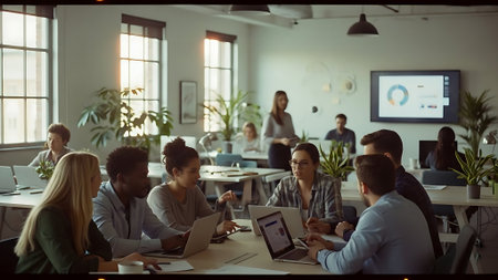 Group of young multiethnic business people in a meeting at officeの素材