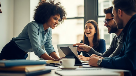 Group of multiethnic business people working together in the office.の素材