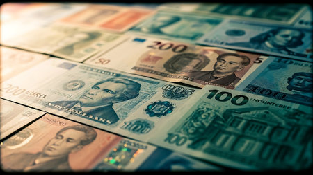 Variety of the American banknotes (color toned image)の素材
