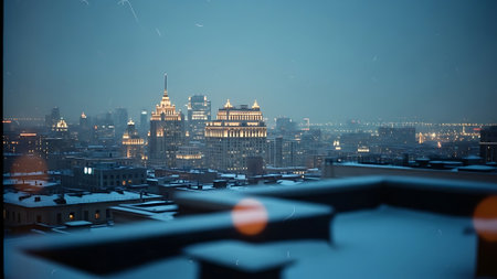 Panoramic view of the city at night. 3d renderingの素材