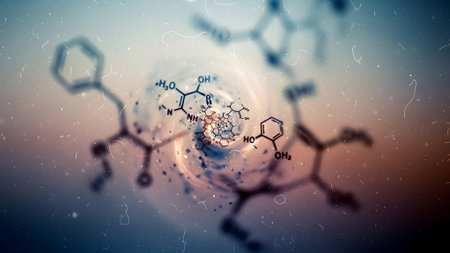 Molecular structure of the molecule. Science background. 3D renderingの素材