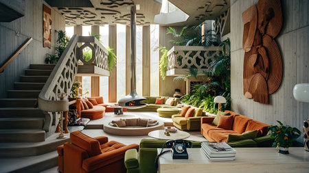 Interior design of modern living room with sofa and coffee table.の素材