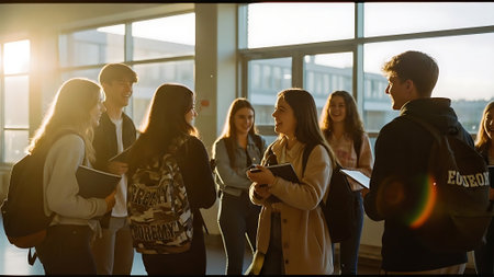 Group of diverse young business people using digital tablet while standing in officeの素材