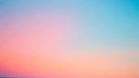 Abstract blurred background of blue and pink sky with white clouds and birdsの素材