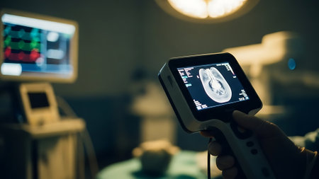 ultrasound equipment in the operating room.selective focus.の素材