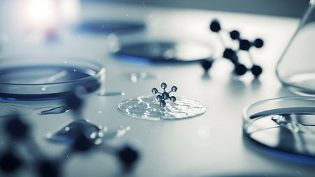 Science laboratory research and development concept. 3d rendering toned imageの素材