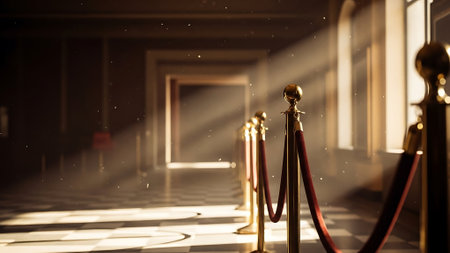 Red carpet in a hall with spotlights. 3d rendering.の素材