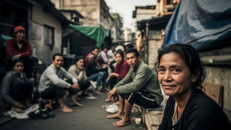 View of unknowns Nepali people visiting Durbar square in Kathmandu in the afternoonの素材