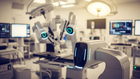 Medical equipment in modern operating room. Medicine concept. Blurred backgroundの素材