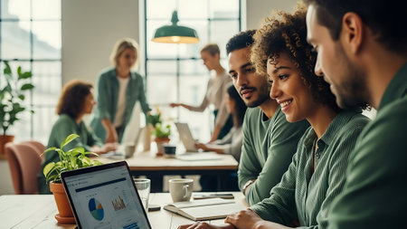 Group of multiethnic business people working together in modern office.の素材