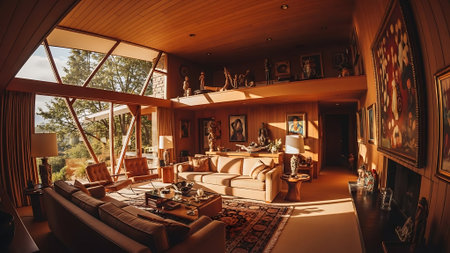 Interior view of a modern living room in a luxury house.の素材