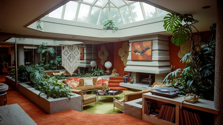 Interior of a living room with a sofa and a TV setの素材